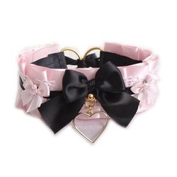 珍珠 愛心   粉紅色 黑色  蕾絲  蝴蝶結  項鍊 Choker Necklace 第1張的照片