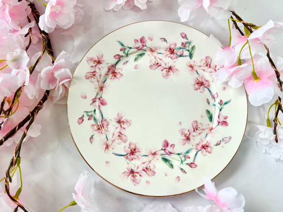 ～桃色麗華・桜の舞～ティーカップ＆ソーサー、プレート　トリオティーセット 5枚目の画像