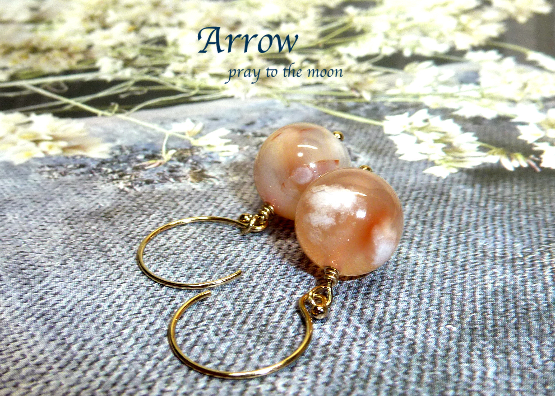 ネガティブな思考を手放す＊マダガスカル産チェリーブロッサムアゲートピアス＊14kgf