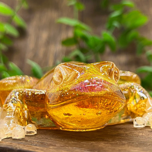 オルゴナイト 黄色のバラ シトリン シトリンゴールド✨️かえるさん