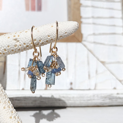 ❁Ocean＆Ice earrings All 14kgf❁稀少なティールブルーカイヤナイト 11枚目の画像