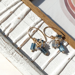 ❁Ocean＆Ice earrings All 14kgf❁稀少なティールブルーカイヤナイト 10枚目の画像