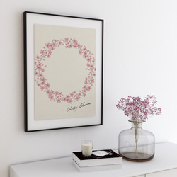 桜のリースのポスター　/ i1254 / ミモザ、スイセン、たんぽぽ、ムスカリ、桜、忘れな草など　ボタニカルポスター 1枚目の画像