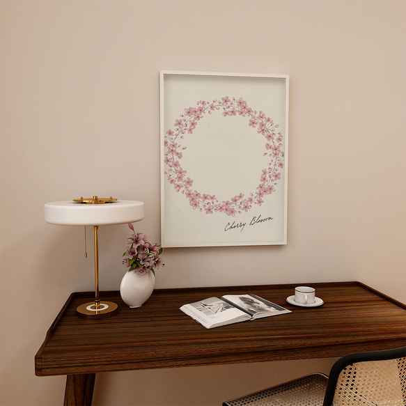 桜のリースのポスター　/ i1254 / ミモザ、スイセン、たんぽぽ、ムスカリ、桜、忘れな草など　ボタニカルポスター 5枚目の画像