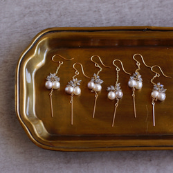14kgf-ふたつ淡水真珠のピアス 1枚目の画像