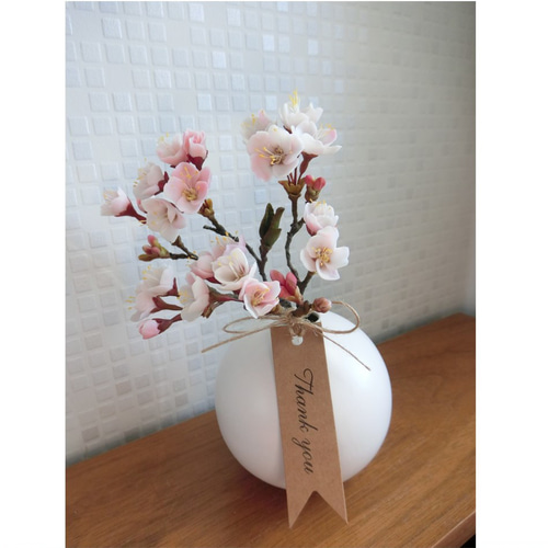 商談中 №2698 ミニチュアフラワー 桜一輪挿し 結う