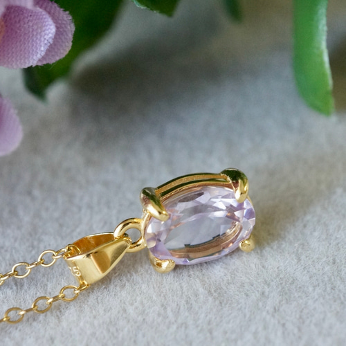 2月誕生石 再販x2 ピンクアメジスト ファセットカット ペンダント