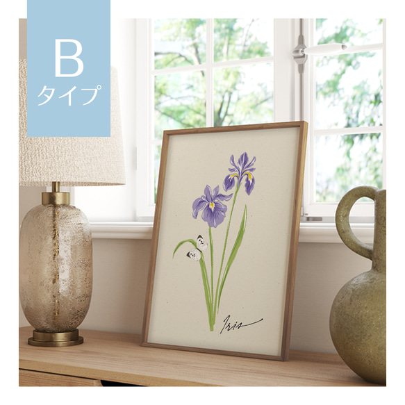 選べる！春の花のポスター　チューリップ、パンジー、スミレ、アイリスなど　ボタニカルポスター 4枚目の画像