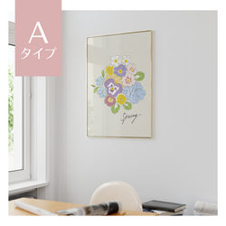 選べる！春の花のポスター　ミモザ、スイセン、たんぽぽ、ムスカリ、桜、忘れな草など　ボタニカルポスター 2枚目の画像