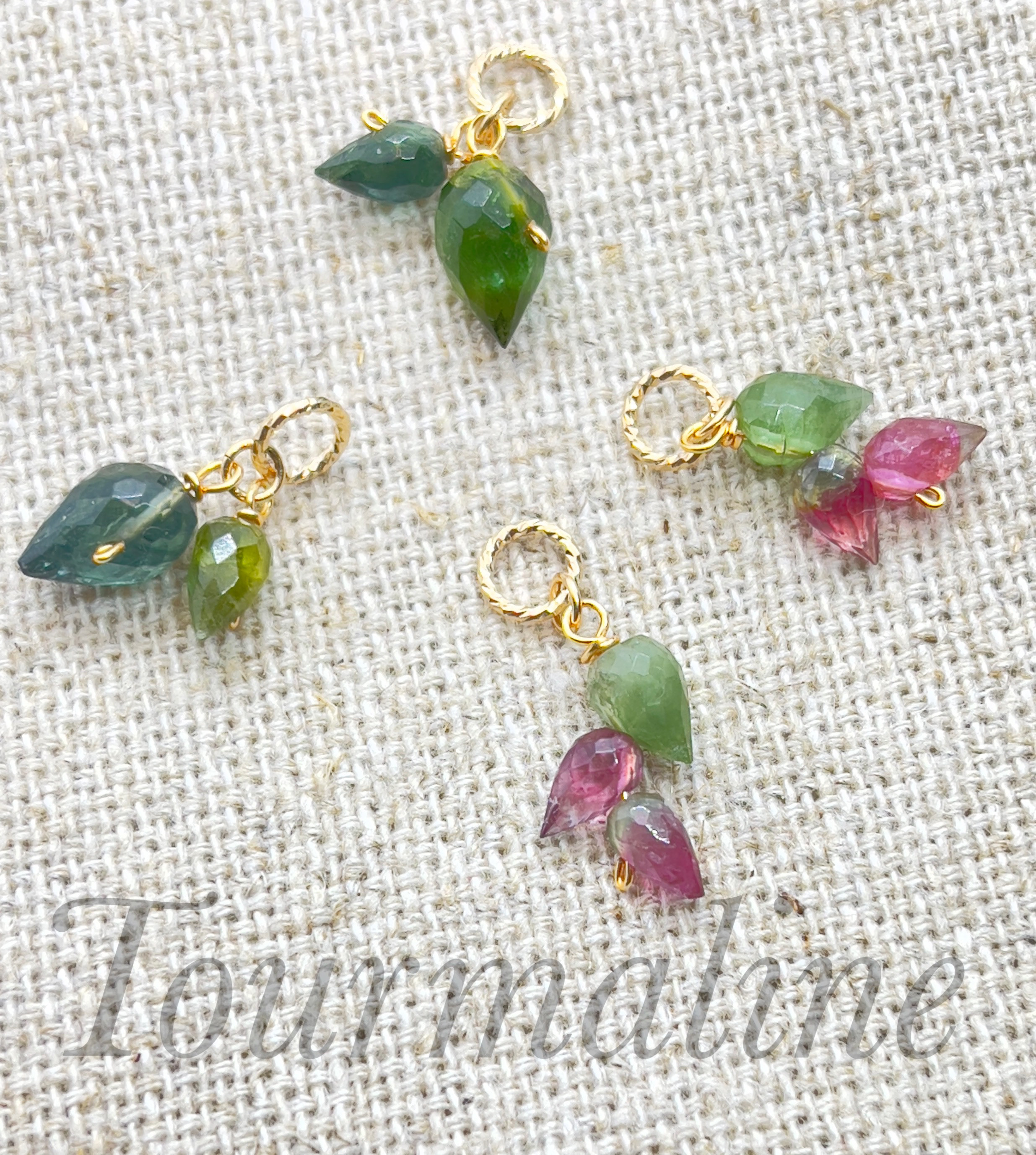 ウォーターメロントルマリン◇薔薇のチャームセット