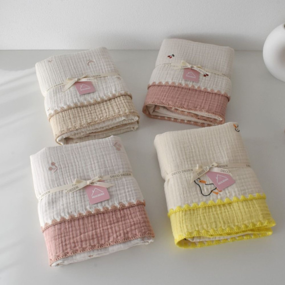 イブル 6重ガーゼ ブランケット 70×90 Sサイズ 刺繍 綿100