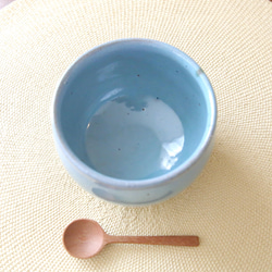 赤陶土とこっくり水色釉薬のボウル ＊ お抹茶やスープなどにも 2枚目の画像