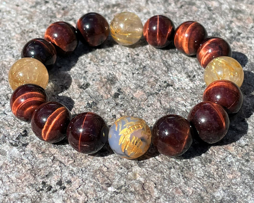 専用 ドラゴンガーネット ブレスレット ◇チャンスを呼び寄せるお守り◇レッドタイガーアイ ルチルクォーツ