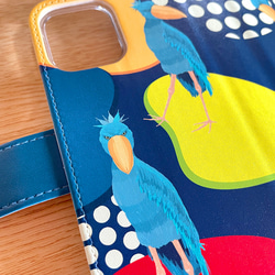 ハシビロコウのiPhoneケース 手帳型 Android対応 スマホケース 名入れ 動物 鳥 プレゼント 雑貨 5枚目の画像