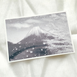 【春を祝う富士山】4枚セット　ポストカード　イラスト　桜　青空　キレイ　かわいい　はがき　おしゃれ　春　季節　 4枚目の画像