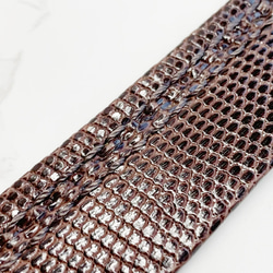 日本製　リザード　上質　ベルト　本無双　袋縫　トカゲ革　真鍮磨き上げ金具　エキゾチックレザー 6枚目の画像