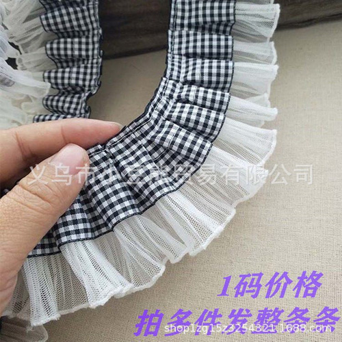 ☆ギンガムチェック柄プリーツフリルリボン☆ リボン・テープ  