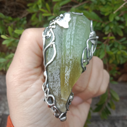 方解石原礦手工銀戒 純銀戒指~ 「一抹綠 」~Green Calcite Mineral Silver Ring 第14張的照片