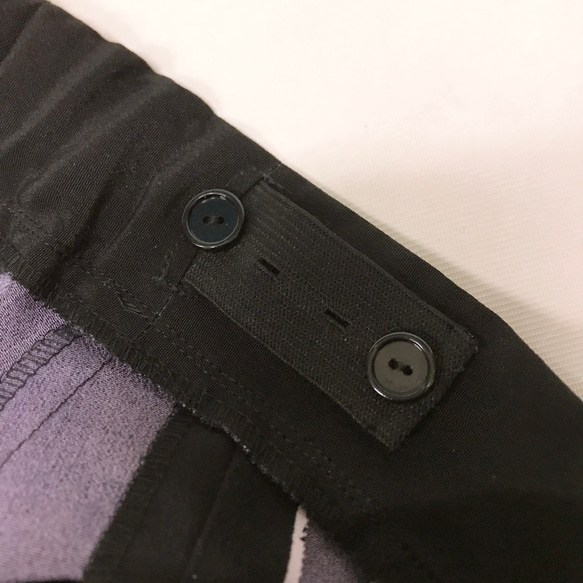 上質黒留袖 差し色ロングスカート フレア ウエストゴム 衣装 結婚式 着物リメイク フリー 黒 紫（A1208） 12枚目の画像
