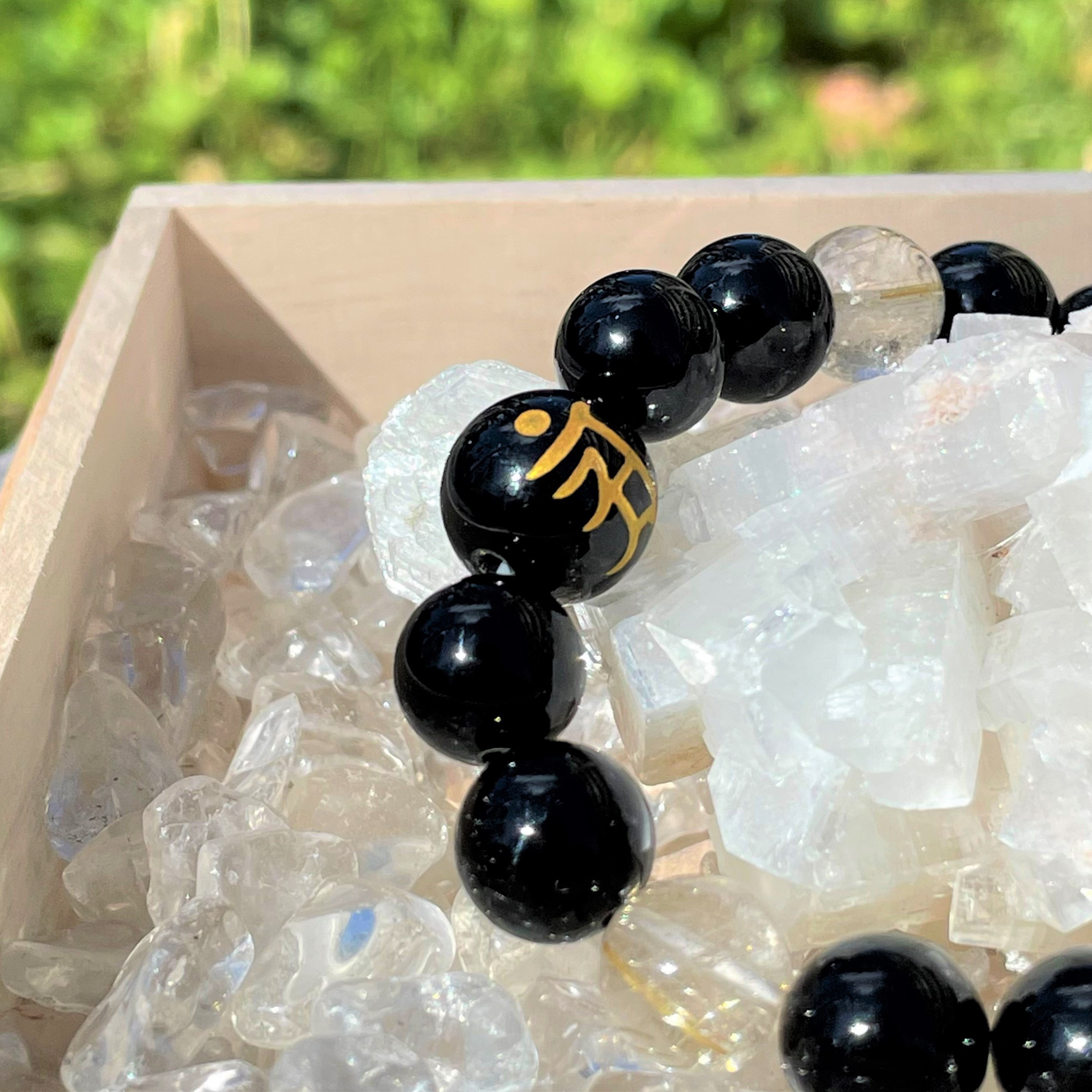 ☆新しい自分に生まれ変わる！☆お守り  ルチル オニキス 梵字 ブレスレット 天然石