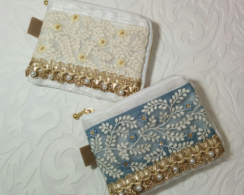 user_ffb2b6f0　キーケースコインケース　インド刺繍リボン×合皮 user_ffb2b6f0様専用 キーケースコインケース インド刺繍リボン