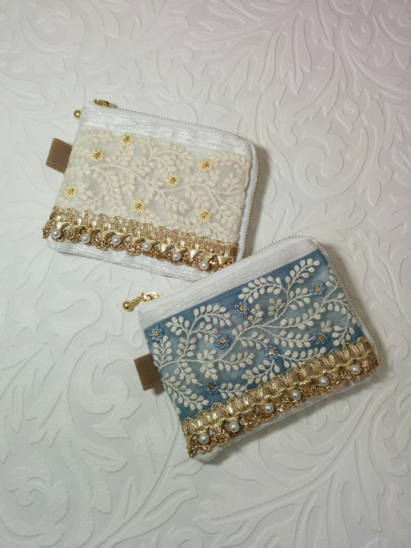 【】インド刺繍リボンのキーケースマルチポーチ♡ 1枚目の画像