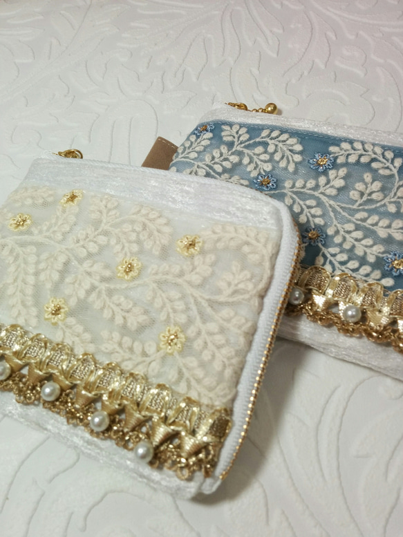 【】インド刺繍リボンのキーケースマルチポーチ♡ 2枚目の画像