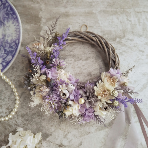 フラワー・リース hhm23 Lune Bonheur＜tokimeki＞＊ハーフムーンリース＊スプリングリース＊春