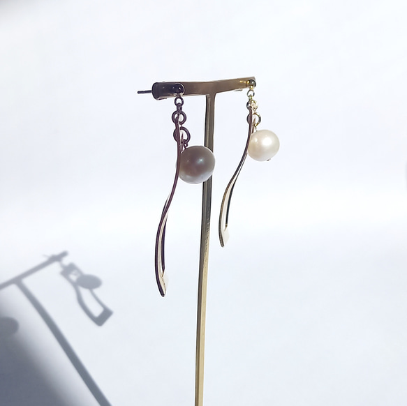 シックで上品な夏の淡水パールピアス～k14gf　peal×gold earrings  ～ 4枚目の画像