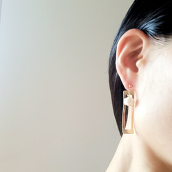 シックで上品な夏の淡水パールピアス～k14gf　peal×gold earrings  ～ 2枚目の画像
