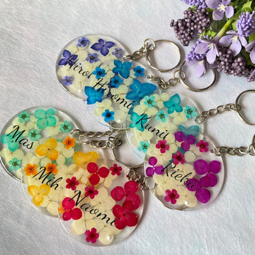 お花の色を選べる！ 【フラワーアクリルキーホルダー デザイン：A