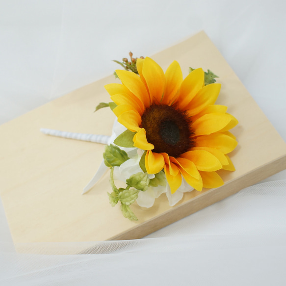 ひまわりブーケ 結婚式 ゴッホのひまわりブーケブートニアひまわり造花ブーケ 9枚目の画像