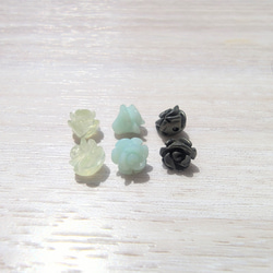 8mm 薔薇型（バラ）彫刻 1個 天然石 アマゾナイト・プレナイト