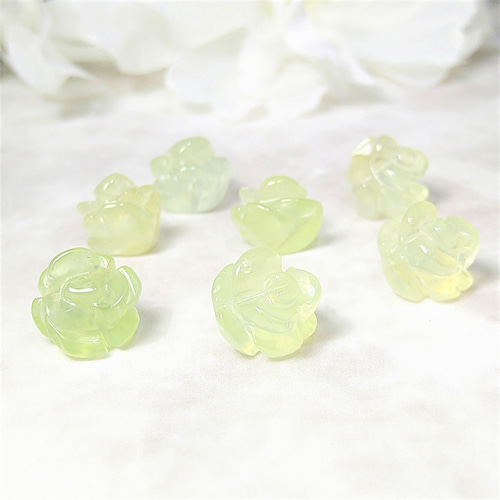 8mm 薔薇型（バラ）彫刻 1個 天然石 アマゾナイト・プレナイト