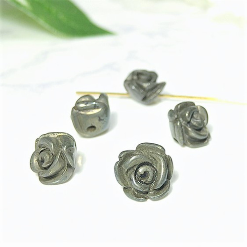 8mm 薔薇型（バラ）彫刻 1個 天然石 アマゾナイト・プレナイト