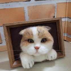 羊毛フェルト 額入り猫ちゃん フォトフレーム 羊毛フェルト 88Factory