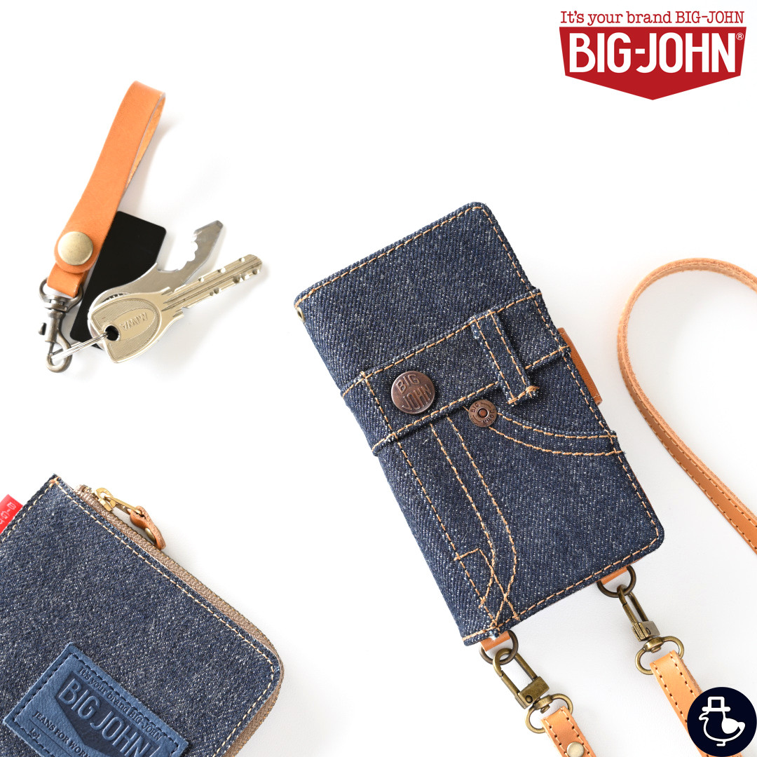 iPhone限定 手帳型 スマホケース 【 BIG JOHN × メンズかもめ 】フロントデザイン 送料無料 AQ01M