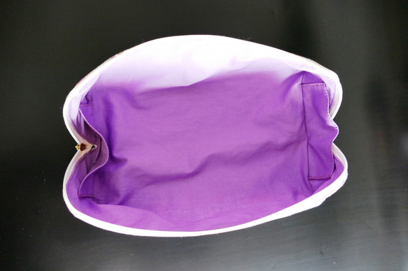 【 コスメポーチ ペンケース 】 ガバっと開く リバティ ロデン(紫＆ピンク) 化粧ポーチ 大容量 ウィリアム・モリス 2枚目の画像