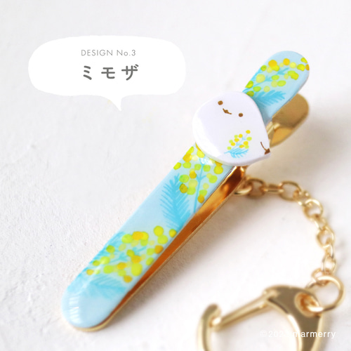 納期1週間] シマエナガとお花のキークリップ キーケース