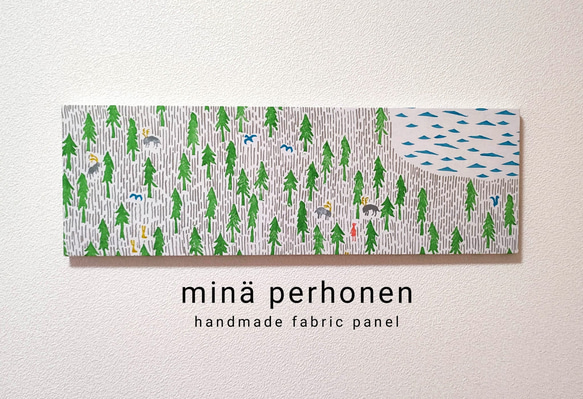 ファブリックパネル　ミナペルホネン　mina perhonen　インテリアパネル　ボード　ワンデイ　白　大型　北欧　 1枚目の画像