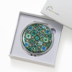 天然貝 コンパクトミラー（ 千夜の夜明け ） シェル ・ 螺鈿アート