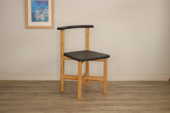 シャビーシックなチェア　シャビーブラック×オールドパイン　椅子 1枚目の画像