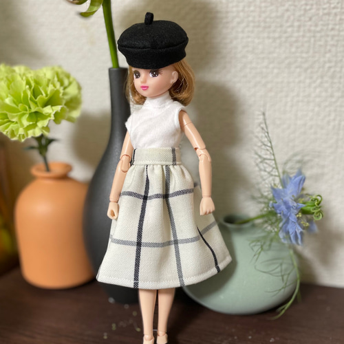 L23011 リカちゃん ブライス ハンドメイド 服 ウールチェック