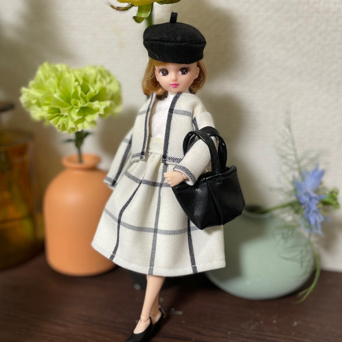 L23011 リカちゃん ブライス ハンドメイド 服 ウールチェック