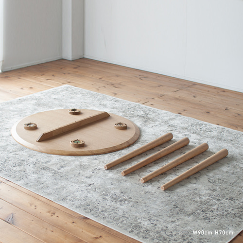 オーク材のラウンドダイニング［3サイズ 70cm 80cm 90cm] セミ