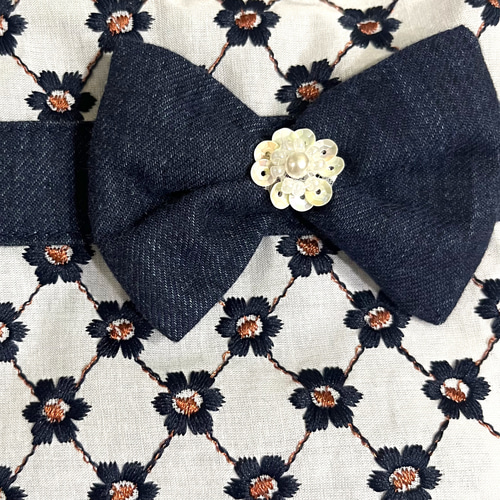 犬服 花柄刺繍のコットンレースのタンクトップ（ホワイト