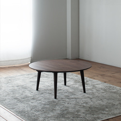 ウォルナット材のラウンドローテーブル［3サイズ 70cm 80cm 90cm] 素材・高さも選べます。オーダー 日本製 1枚目の画像