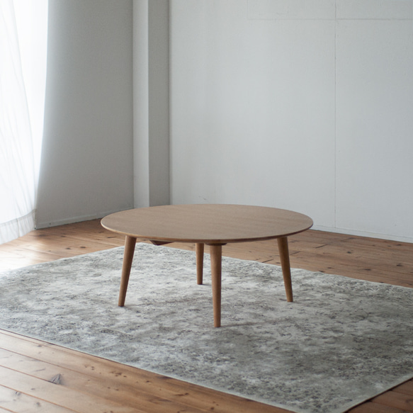 オーク材のラウンドローテーブル［3サイズ 70cm 80cm 90cm] 高さ
