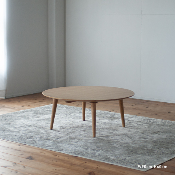 オーク材のラウンドローテーブル［3サイズ 70cm 80cm 90cm] 素材・高さも選べます。セミオーダー 日本製 2枚目の画像