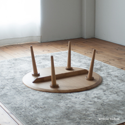 オーク材のラウンドローテーブル 70cm オーク材のラウンドローテーブル［3サイズ 70cm 80cm 90cm] 高さ選択